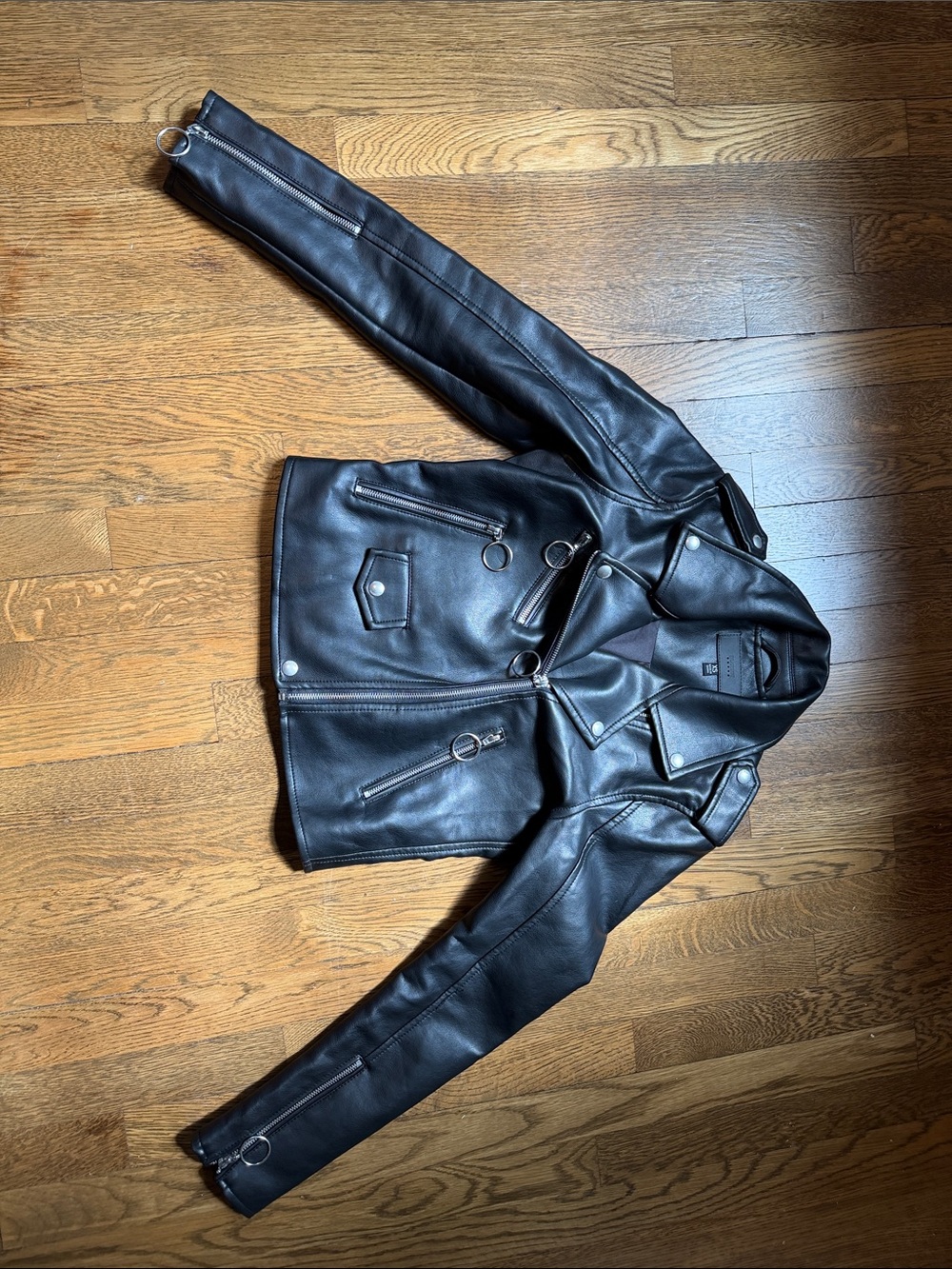 Women's Black Pleather Moto Jacket - Classic Biker Style